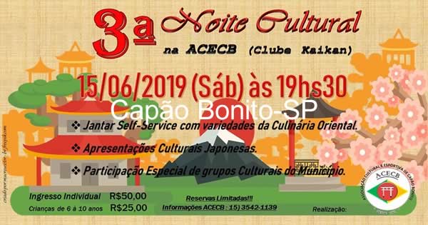 3ª Noite Cultural ACECB 15/06/2019 - Capão Bonito-SP