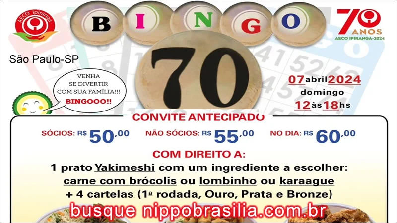 Bingo AECO Ipiranga 70 anos - 07/04/2024 - São Paulo-SP